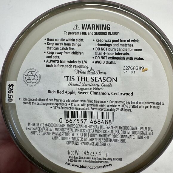 Bath & Body Works 'Tis The Season 3-Wick Candle With Lid Holiday Christmas - Picture 9 of 9